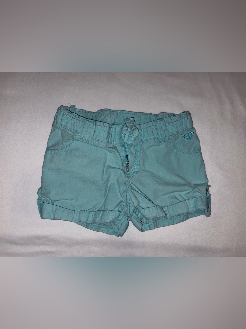 Roxy Girls' Aqua Tie-Waist Cotton Shorts